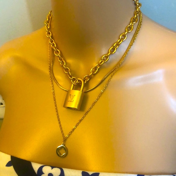 Repurposed Aunthentic Louis Vuitton padlock with New Stainless Steel Necklace. - Picture 3 of 10
